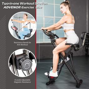 img 2 attached to ADVENOR Folding Magnetic Exercise Bike With Arm Resistance Bands And Backrest For Comfortable Home Fitness