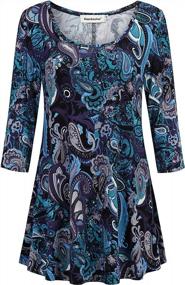 img 4 attached to Floral Chic: Nandashe Women'S 3/4 Sleeve Tunic Shirts For Summer Casual Dressing