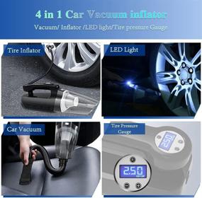 img 3 attached to Fahuac 4-in-1 Car Vacuum Cleaner Tire Inflator: Portable High Power Handheld, 7000PA/130W/DC 12V, LCD Display, LED Light & Wet/Dry Air Compressor