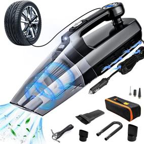 img 4 attached to Fahuac 4-in-1 Car Vacuum Cleaner Tire Inflator: Portable High Power Handheld, 7000PA/130W/DC 12V, LCD Display, LED Light & Wet/Dry Air Compressor