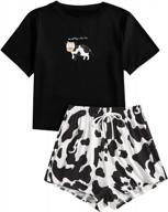 women's short sleeve cartoon print pajama set with shorts by soly hux - adorable sleepwear logo