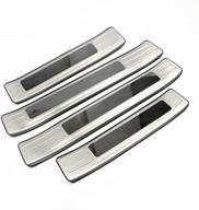 🚪 enhance your toyota highlander with stainless steel door sill protector cover - 2020-2023 titanium silver pattern trim accents - interior door entry guard plate decoration sticker logo