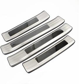 img 4 attached to 🚪 Enhance Your Toyota Highlander with Stainless Steel Door Sill Protector Cover - 2020-2023 Titanium Silver Pattern Trim Accents - Interior Door Entry Guard Plate Decoration Sticker