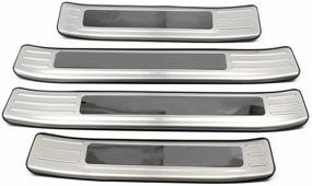 img 3 attached to 🚪 Enhance Your Toyota Highlander with Stainless Steel Door Sill Protector Cover - 2020-2023 Titanium Silver Pattern Trim Accents - Interior Door Entry Guard Plate Decoration Sticker