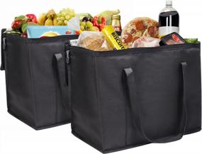 img 4 attached to Cherrboll Extra Large Insulated Grocery Shopping Bags- Keep Food Hot Or Cold For Travelling Picnic! (2 Pack, Black)