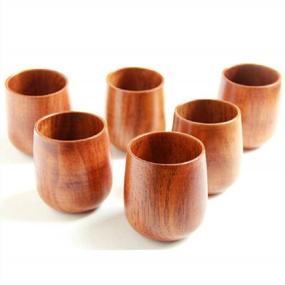 img 4 attached to Moyishi Top-Grade Natural Solid Wood Wooden Tea Cup Wine Mug 250Ml,Set Of 4