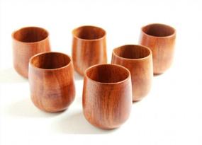 img 2 attached to Moyishi Top-Grade Natural Solid Wood Wooden Tea Cup Wine Mug 250Ml,Set Of 4