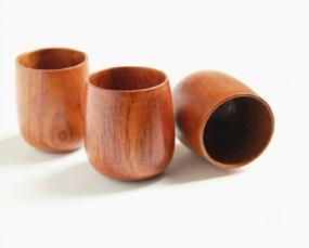 img 3 attached to Moyishi Top-Grade Natural Solid Wood Wooden Tea Cup Wine Mug 250Ml,Set Of 4