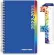 global datebooks 2022-2023 academic year student planner - matrix style, 5.5"x8.5", blue colors + ruler/bookmark & stickers logo