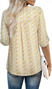 img 1 attached to Women'S 3/4 Sleeve Chiffon Blouse Shirt Top With V Neck And Cuffed Sleeves - Printed Design
