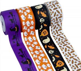 img 3 attached to Clearance Sale: 8 Rolls Of 40 Yards 1" Wide Halloween Ribbon Appliques - Pumpkin, Ghost, Skull, Wizard, Bat, Cat Grosgrain Ribbons For DIY Crafts, Gift Wrapping, And Party Decoration