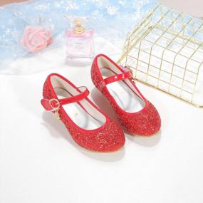 img 1 attached to Girls Sparkly Mary Jane Princess Dress Flats Shoes