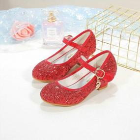 img 2 attached to Girls Sparkly Mary Jane Princess Dress Flats Shoes