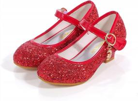 img 4 attached to Girls Sparkly Mary Jane Princess Dress Flats Shoes