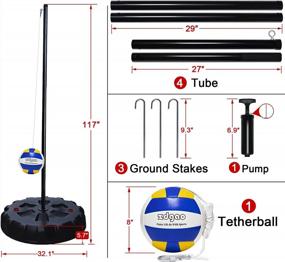 img 3 attached to Portable Tetherball Set With Poles, Base And Rope For Kids And Adults - Outdoor Backyard Game