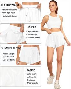 img 2 attached to TARSE Women'S Summer Skort: High-Waisted 2-In-1 Workout Shorts With Drawstring And Flowy Athletic Design