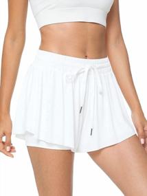 img 4 attached to TARSE Women'S Summer Skort: High-Waisted 2-In-1 Workout Shorts With Drawstring And Flowy Athletic Design