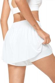 img 3 attached to TARSE Women'S Summer Skort: High-Waisted 2-In-1 Workout Shorts With Drawstring And Flowy Athletic Design