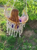 img 1 attached to Handmade Knitted Cotton Rope Hammock Swing Chair With Bamboo Back Support - Perfect For Indoor And Outdoor Use By Zupapa review by Troy Drake