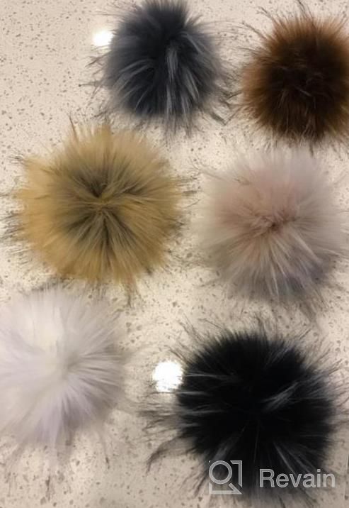 img 1 attached to SUSULU DIY 12Pcs Faux Raccoon Fur Pom Pom Ball Fluffy Pompoms For Knitting Hat Accessories 4.3In (Popular Mix) review by Ashley Cook