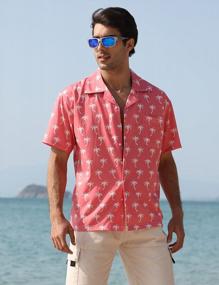 img 2 attached to Mens Hawaiian Aloha Shirts With Packets Floral Tropical Beach Casual Button Down