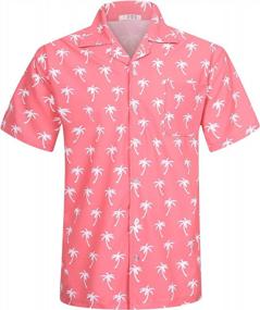 img 4 attached to Mens Hawaiian Aloha Shirts With Packets Floral Tropical Beach Casual Button Down