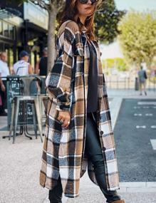 img 1 attached to Women'S Lapel Button Up Plaid Long Shirt Jacket Shacket - Omoone Lounge