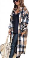 women's lapel button up plaid long shirt jacket shacket - omoone lounge logo