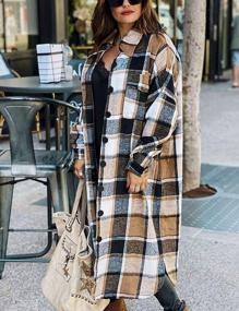 img 2 attached to Women'S Lapel Button Up Plaid Long Shirt Jacket Shacket - Omoone Lounge