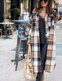 img 3 attached to Women'S Lapel Button Up Plaid Long Shirt Jacket Shacket - Omoone Lounge