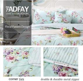 img 2 attached to King Size FADFAY 100% Cotton Hydrangea Floral Bedding Set 7-Piece Bed In A Bag Sheets Zipper Duvet Cover Pillowcase Shabby French Country Deep Pocket Set.