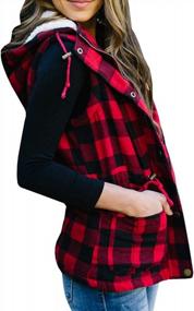 img 1 attached to FISACE Women'S Lightweight Buffalo Plaid Hooded Sleeveless Vest Anorak Sherpa Winter Coat Cardigan