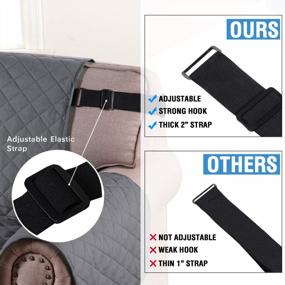 img 2 attached to Oversized Sofa Protector For Dogs/Cats/Pets - Water Resistant Quilted Slipcover With Non-Slip Elastic Strap, Grey/Beige (78")