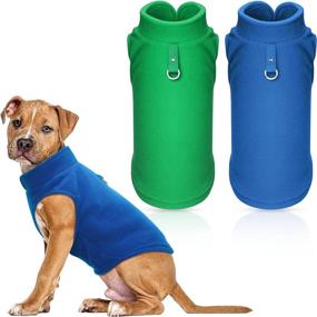 img 4 attached to Satinior Small Dog Pullover Fleece Jacket with Leash Ring - Winter Sweater Vest for Dogs - Green/Dark Blue (Size L)