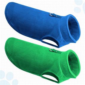 img 1 attached to Satinior Small Dog Pullover Fleece Jacket with Leash Ring - Winter Sweater Vest for Dogs - Green/Dark Blue (Size L)