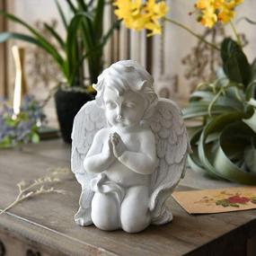 img 1 attached to OwMell Kneeling Praying Cherubs Statue, Resin Baby Angel Figurine, Wings Angel Statue Memorial Cherub Sculpture For Home Decoration 6.3 Inch