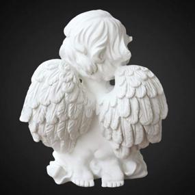 img 3 attached to OwMell Kneeling Praying Cherubs Statue, Resin Baby Angel Figurine, Wings Angel Statue Memorial Cherub Sculpture For Home Decoration 6.3 Inch