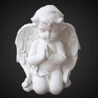 owmell kneeling praying cherubs statue, resin baby angel figurine, wings angel statue memorial cherub sculpture for home decoration 6.3 inch logo