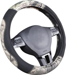 img 3 attached to 🌿 Mossy Oak Camo Steering Wheel Cover - Universal Fit 14 1/2 to 15 inch - Premium Canvas Fabric - Official Licensed Product