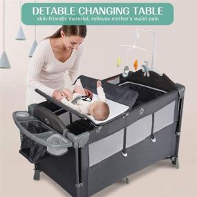 img 3 attached to Lovinouse 5 in 1 Baby Bassinet Bedside Sleeper: Portable Travel Crib with Wheels, Mattress, Diaper Changing Pad, and Hanging Toys for Infant Newborn – Ideal for Girls and Boys