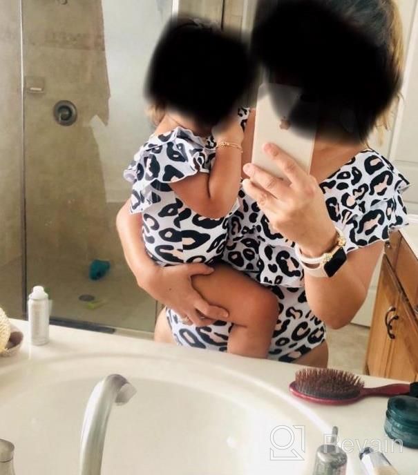 img 1 attached to Mommy And Me Leopard Ruffle One Piece Swimsuit Family Matching Bathing Suit Monokini review by Carlos Barete