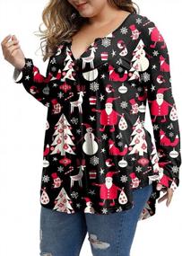 img 1 attached to Plus Size Women'S Long Sleeve Floral Pleated Work Casual Tops By ALLEGRACE