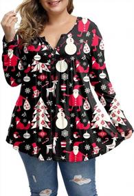 img 3 attached to Plus Size Women'S Long Sleeve Floral Pleated Work Casual Tops By ALLEGRACE