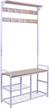 homekoko coat rack shoe bench, hall tree entryway storage bench, wood look accent furniture with metal frame, 3-in-1 design (oak & white) logo