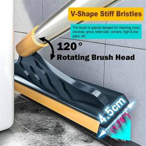 img 1 attached to 🧼 Efficient 2-in-1 Grout Brush & Scrubber with Long Handle - V-Shape Bristle Brush for Bathroom Cleaning, Glass Walls, and Floors