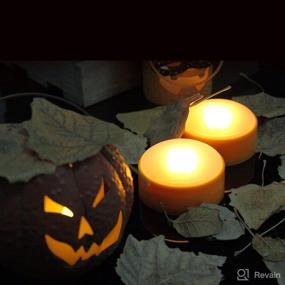 img 2 attached to 🎃 2 Pack Halloween LED Pumpkin Lights with Remote and Timers: Bright Flickering Flameless Electric Candles for Festive Halloween Decor - Orange Color