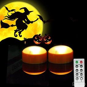 img 4 attached to 🎃 2 Pack Halloween LED Pumpkin Lights with Remote and Timers: Bright Flickering Flameless Electric Candles for Festive Halloween Decor - Orange Color