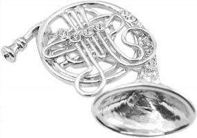 img 3 attached to Tiny Crystal French Horn Brooch Pin Jewelry By Spinningdaisy