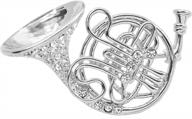 tiny crystal french horn brooch pin jewelry by spinningdaisy logo
