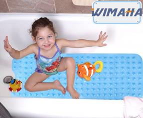 img 3 attached to Non-Slip Bath Mat For Bathroom, Machine Washable, Ideal For Kids, Toddler, Senior - Wimaha XL Bathtub Mat, 39 X 16 Inches, Clear Sky Blue